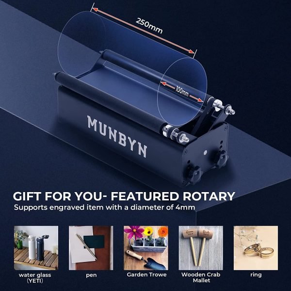 MUNBYN Graveur Laser- Soutenir Gravure Défilement - Puissance de sortie 10 W CNC Machine a Graver Laser, 0.06mm Super Fine Compression Point, 11 000 mm/min, Gravure Laser pour Bois, Métal, etc – Image 3