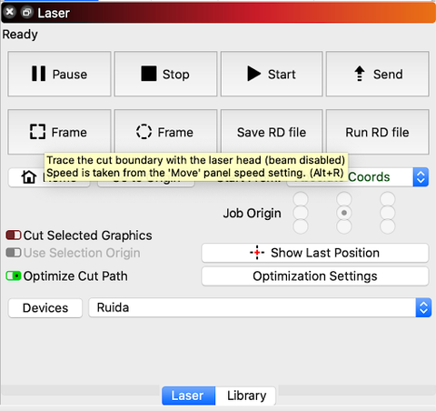 comment utiliser le cadre dans LightBurn
