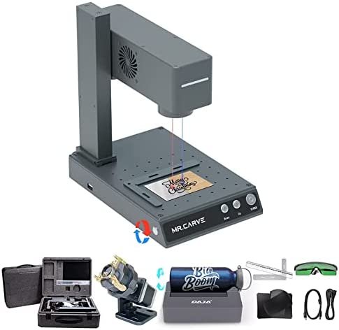 FONLAND M4 PRO Graveur Laser Double Avec Axe Rotatif, 1064 nm + 455 nm 2 en 1 Graveur Laser Portable Machine de Gravure avec Lunettes de Protection pour Tous Les Métaux, Bricolage Dog Tag