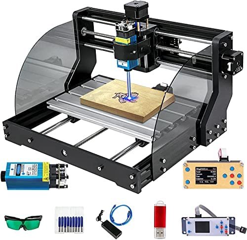 VEVOR Graveur Laser CNC 3018 15W, Machine de gravure cnc bois, Machine CNC 3018 Pro GRBL Laser, pour graver des matériaux mous Noir/Argent