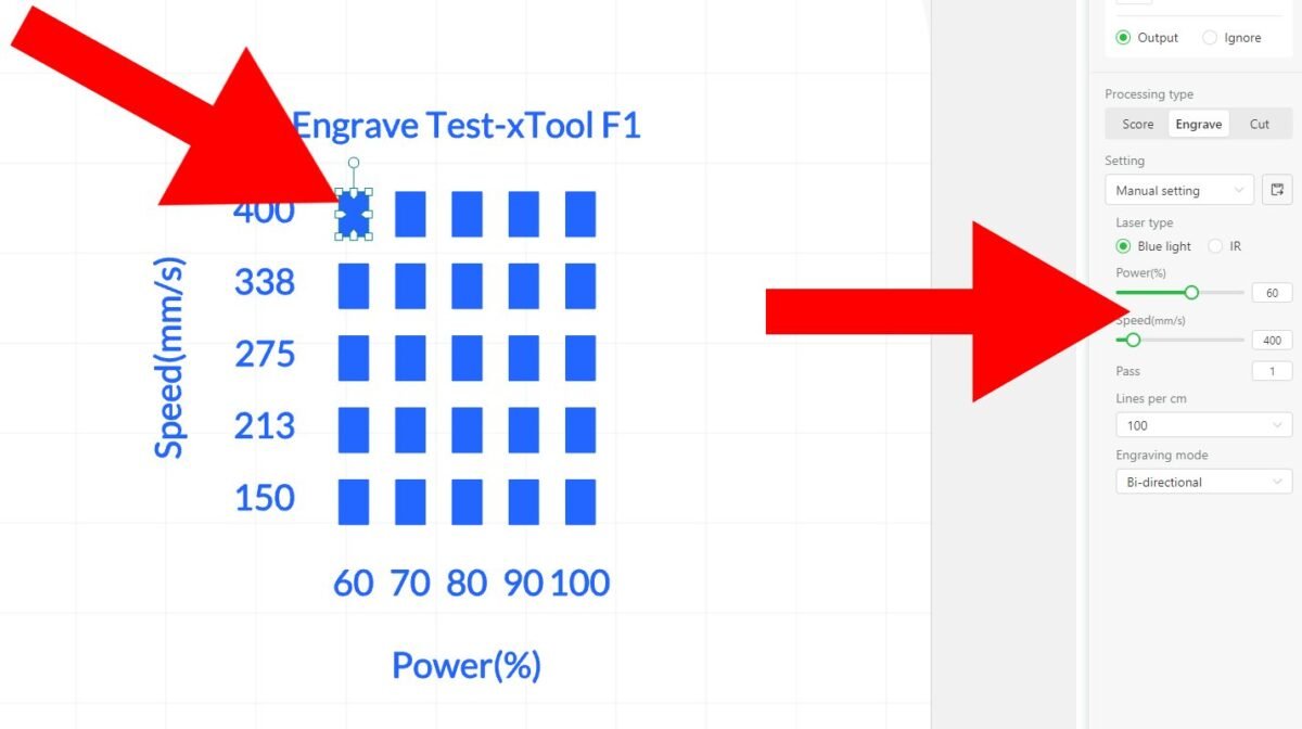 tester le tableau xtool